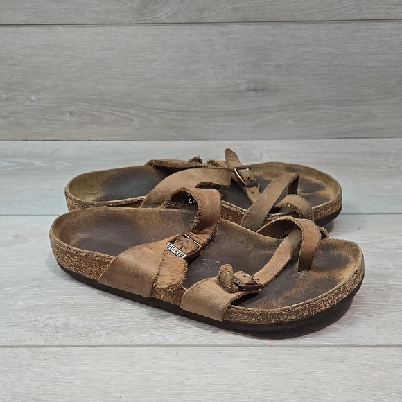 Birkenstock Women Mayari Loop Toe  Brown Sandals Slide Shoes Sz 37/6 Regular - Picture 1 of 12